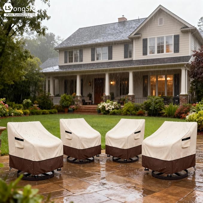 Patio Swivel Chair Cover 4 Pack, Waterproof Heavy Duty Patio Chair Covers - Image 6