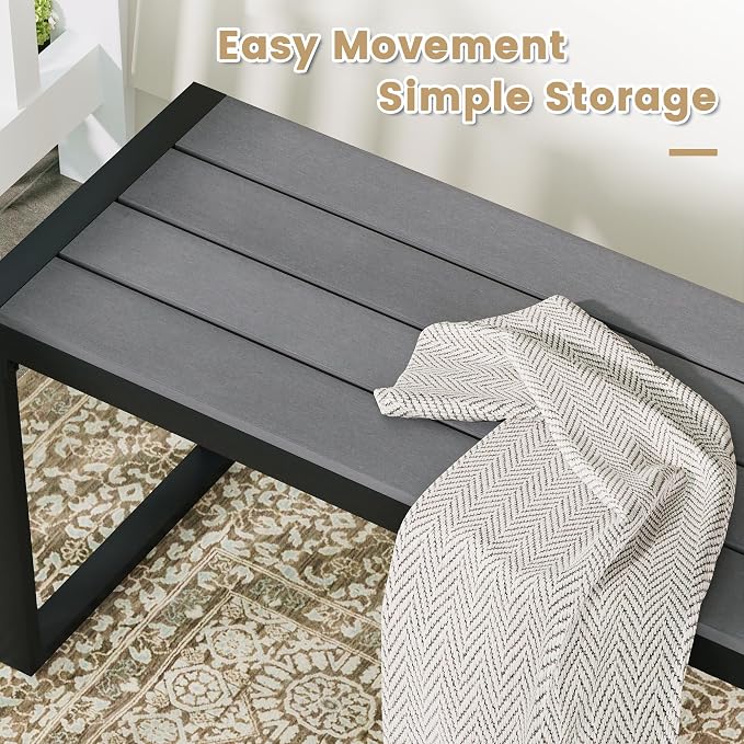 VICLLAX 3-Person Outdoor Bench, 2 Pieces 53" Long Garden Bench Backless Porch - Image 4