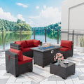 Outdoor Patio Furniture with Fire Pit Table, 6 Pieces Outdoor Furniture Patio by ASJMR