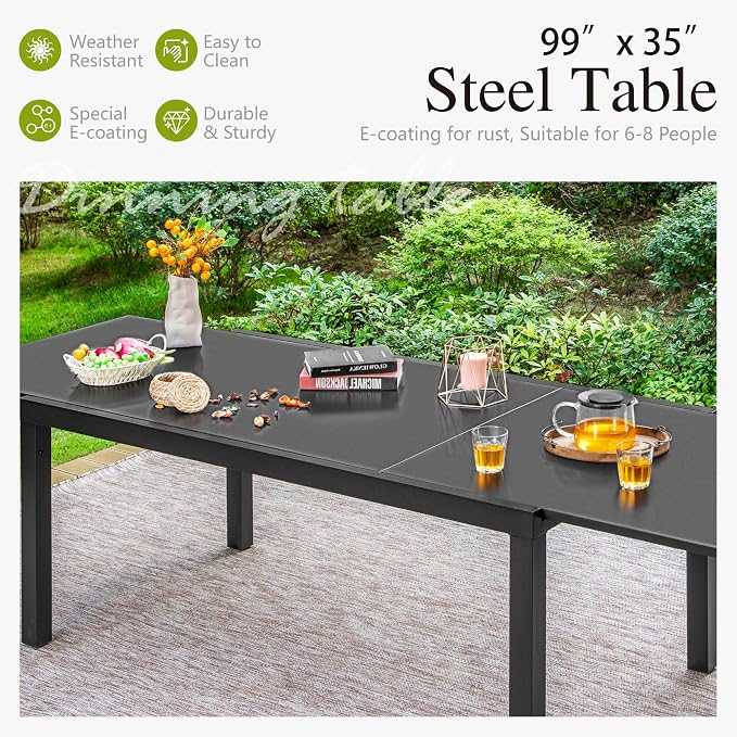 Sophia & William Expandable Patio Dining Table, Extra Large 99.2" L x 35.5" W - Image 3