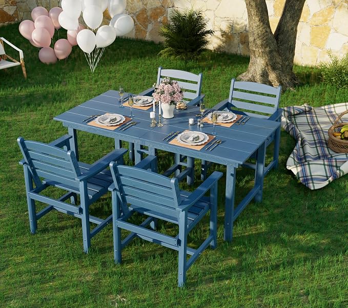 Anbuy Patio HDPE Dining Table Set, 5-Piece Outdoor Dining Table Sets, 2 in 1 - Image 8