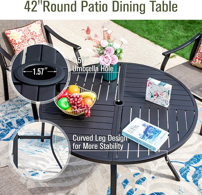 Sophia & William Outdoor Dining Set 5 Pieces, 4 Comfortable Textilene Chairs - Image 5