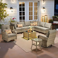 Outdoor Sectional Patio Furniture Set, 10 Pieces Wicker Conversation Sets L by CAODOCPatioFurniture