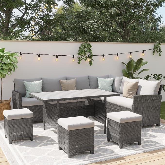 Wisteria Lane 7 Piece Patio Furniture Set, High Curved Back Wicker Patio - Image 8