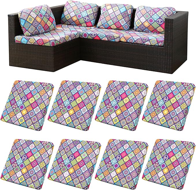 8Pcs Stretch Patio Cushion Covers, Outdoor Couch Covers Replacement, Outdoor by BIETYONE