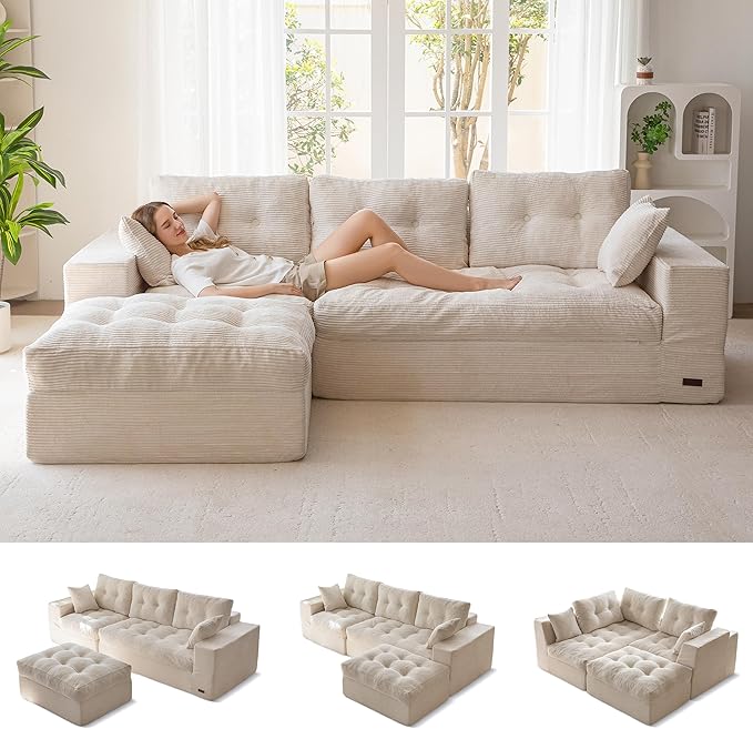MAXYOYO 104" L Shaped Modular Sectional Sofa by MAXYOYO