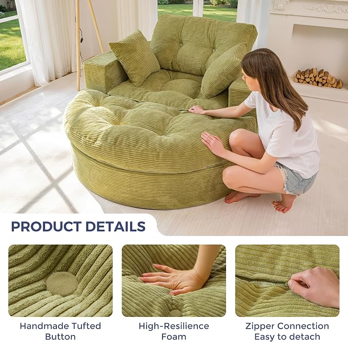 MAXYOYO L Shape Sectional Sofa Couch and Round Chaise Lounge, Modern Cloud Couch - Image 6
