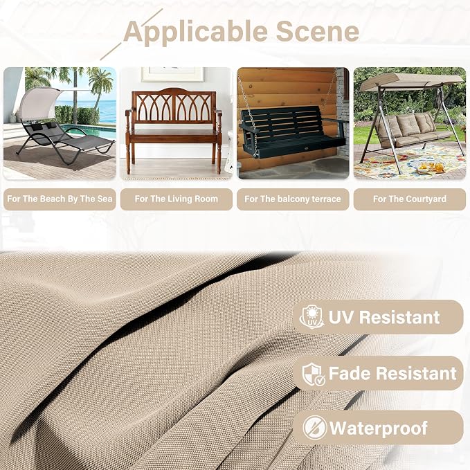 Porch Swing Cushion with Backrest, Waterproof Bench Cushion - Image 5