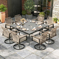 9 Pieces Outdoor Patio Dining Set, Wicker Patio Table and Chairs Set of 8 by MIXPATIO