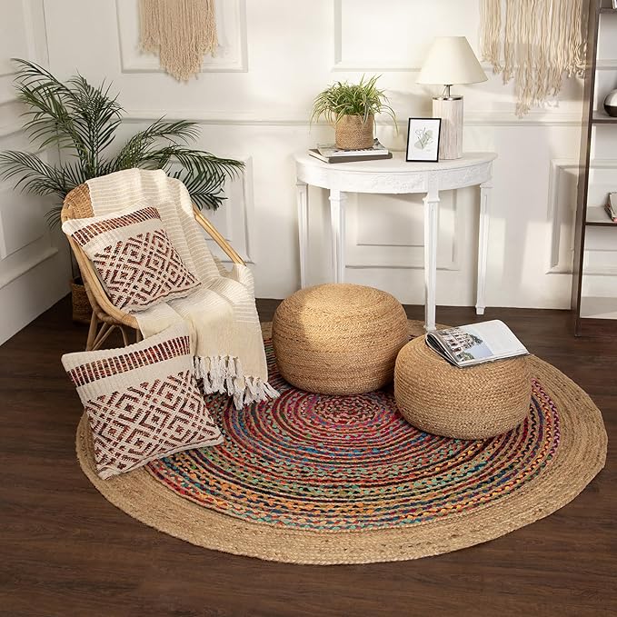 REDEARTH · Jute Circular Jute Pouf Ottoman - Image 7