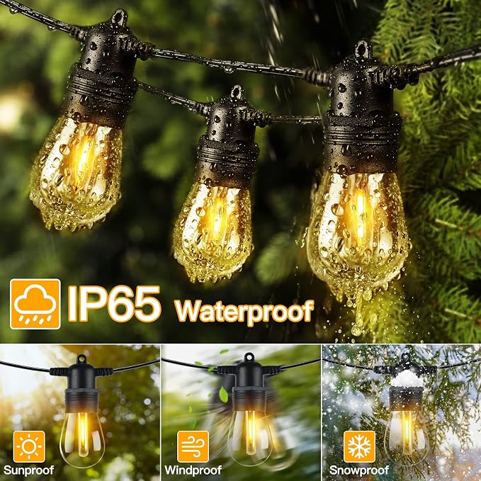 Ollny Outdoor String Lights, 50 FT Waterproof Connectable Patio Lights - Image 4