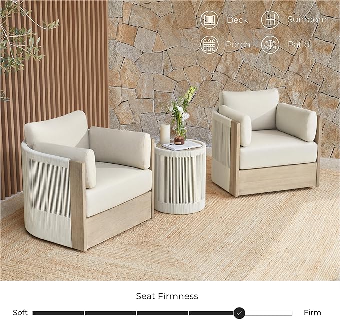 CHITA Boho Patio Rattan 360° Swivel Chair, Outdoor Wicker Furniture - Image 3