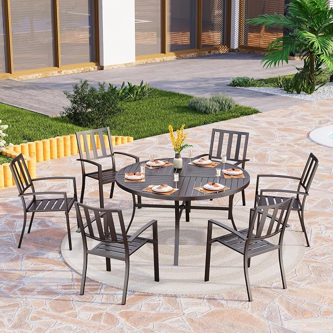 PHI VILLA 7 Pieces Outdoor Round Dining Set - Image 2