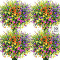 20 Bundles Artificial Flowers for Outdoors Fake Plastic Flowers UV Resistant by Besteek