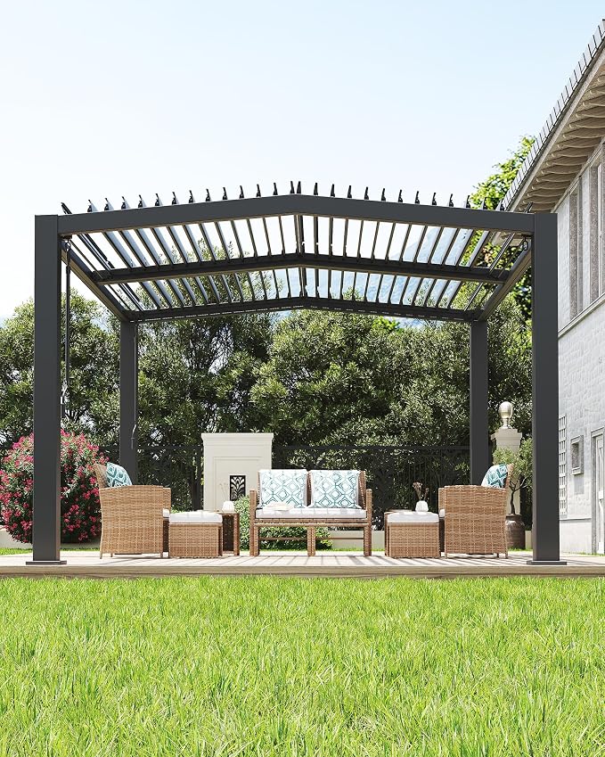 GarveeLife Louvered Pergola 11 ft x 13 ft, Outdoor Pergola by GarveeLife