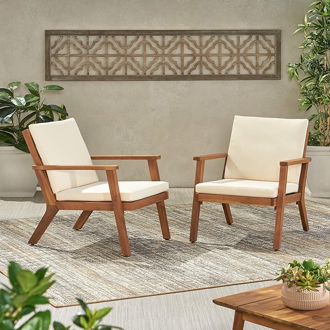 Christopher Knight Home Carlos Outdoor Acacia Wood Club Chairs - Image 2