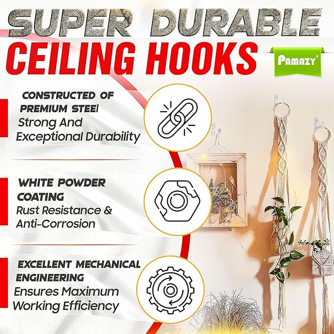 2Pcs 200LBS Rotatable Ceiling Hooks - Image 4