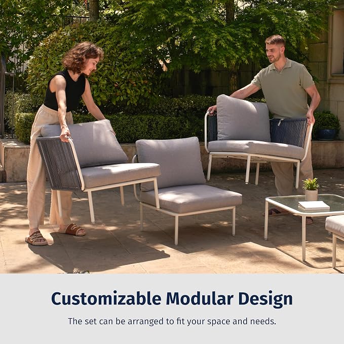 East Oak 5-Piece Montauk Modular Patio Furniture Set, Outdoor Sectional Sofa - Image 2