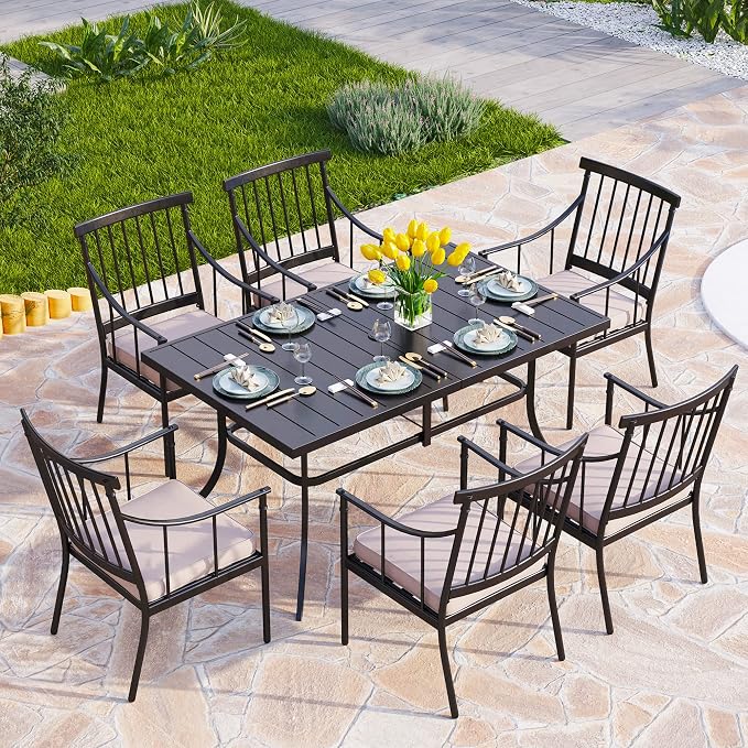 PHI VILLA 7 Piece Patio Dining Table Set - Image 6