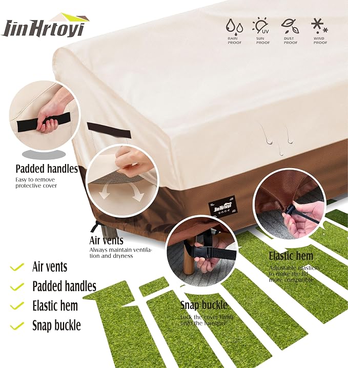 JinHrtoyi 3-Seater Outdoor Couch Cover, 76Wx32Dx31H inches Outdoor Furniture - Image 7