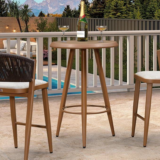 PURPLE LEAF Outdoor Round Bar Table Patio Aluminium Modern Bistro Table - Image 2