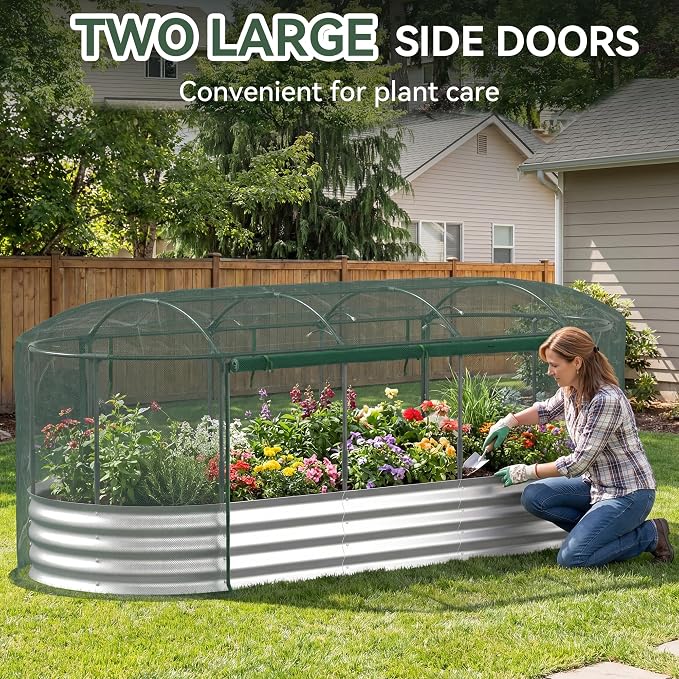 Raised Garden Bed with Self-Watering System, Oval Galvanized Raised Beds - Image 5