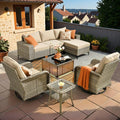 HOOOWOOO Outdoor Sectional Furniture Set, 8 Pieces Wicker Patio Conversation by DesignforBetterLife