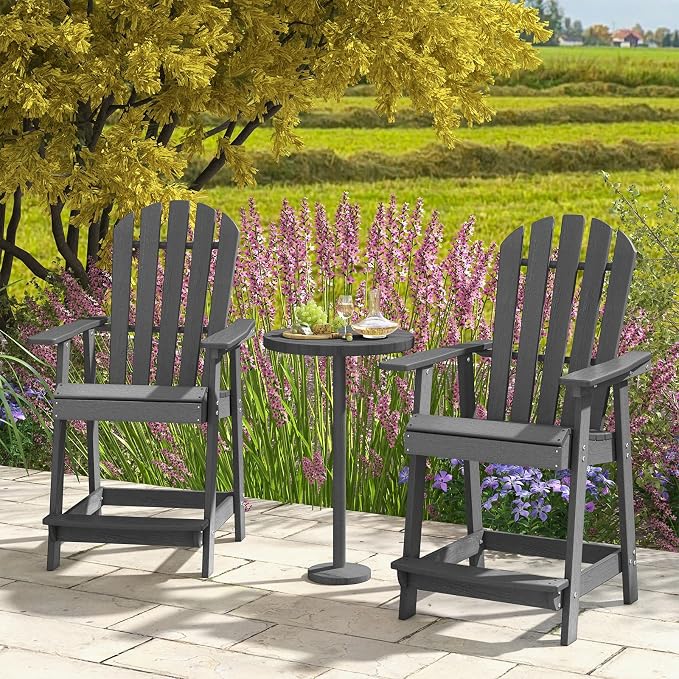 Tangkula Outdoor Bar Stool, HDPE Tall Adirondack Chair - Image 5