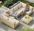 LHBcraft 7-Piece Wicker Outdoor Patio Furniture Set, Modular Rattan Outdoor by LHBcraft-US