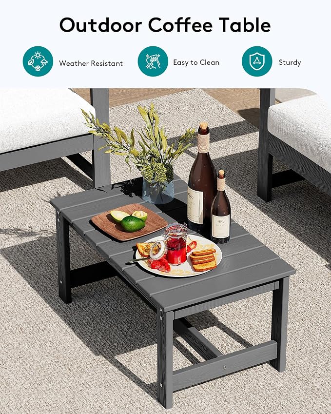 SERWALL 4 Pieces HDPE Outdoor Sofa Set - Image 8
