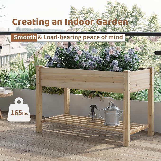 FILWH Raised Garden Bed with Legs Elevated Wooden Planter Box Stand Large - Image 4