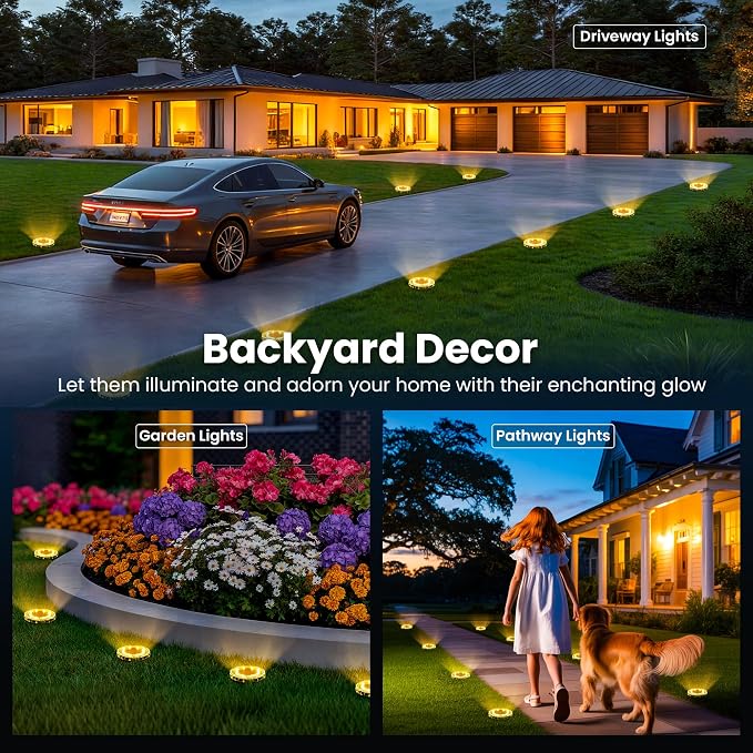 SOLPEX Solar Ground Lights 12 Pack, Solar Pathway Lights Outdoor Waterproof - Image 2