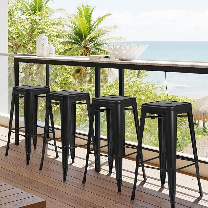 Yaheetech 30 Inch Metal Bar Stools Set of 4, Bar Height Backless Bartools - Image 8