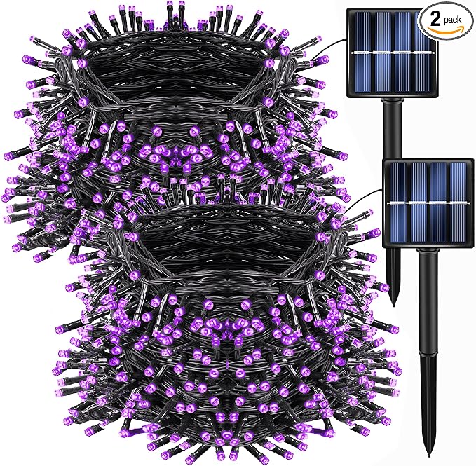 Dazzle Bright 2 Pack Total 400LED 132FT Halloween Solar String Outdoor Lights by DazzleBright