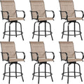 Yaheetech 6 Piece Patio Swivel Bar Stools Texteline Bistro Chairs by Yaheetech