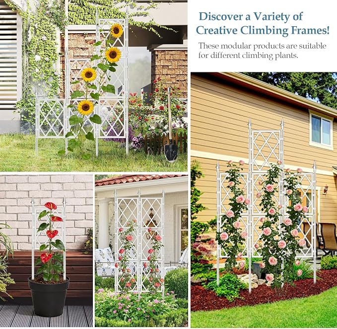 5.25FT Garden Trellis for Climbing Plants Outdoor, Metal Wall Trellis Climbing - Image 5