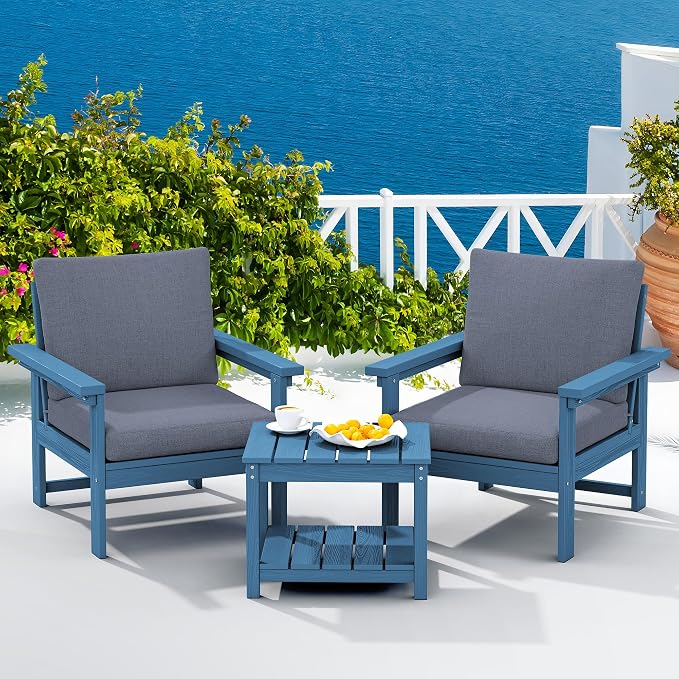 SERWALL HDPE Patio Sofa Set, 3-piece Sectional Outdoor Furniture Set, All by SERWALL