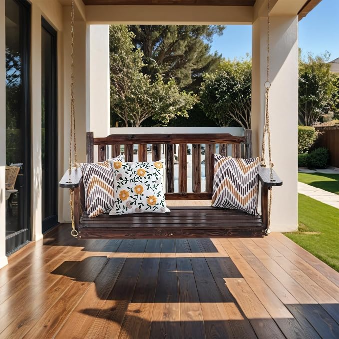 Anraja Wooden Porch Swing 2-Seater, Bench Swing - Image 2