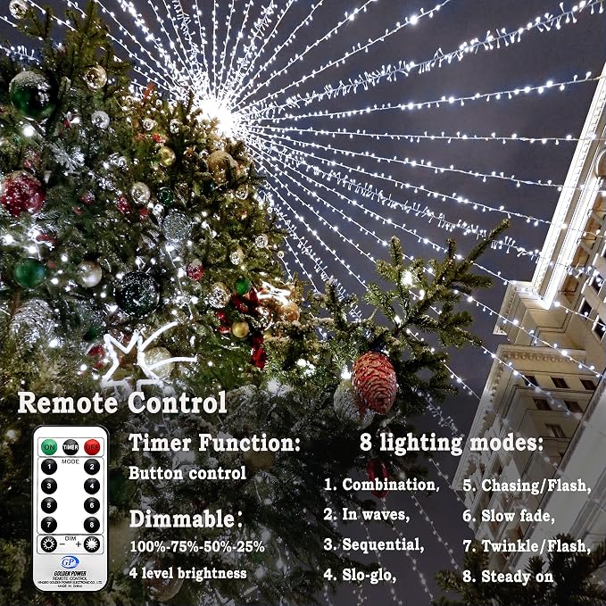 KNONEW 403FT 1000 LED Christmas Lights Outdoor String Light 8 Modes & Timer - Image 9
