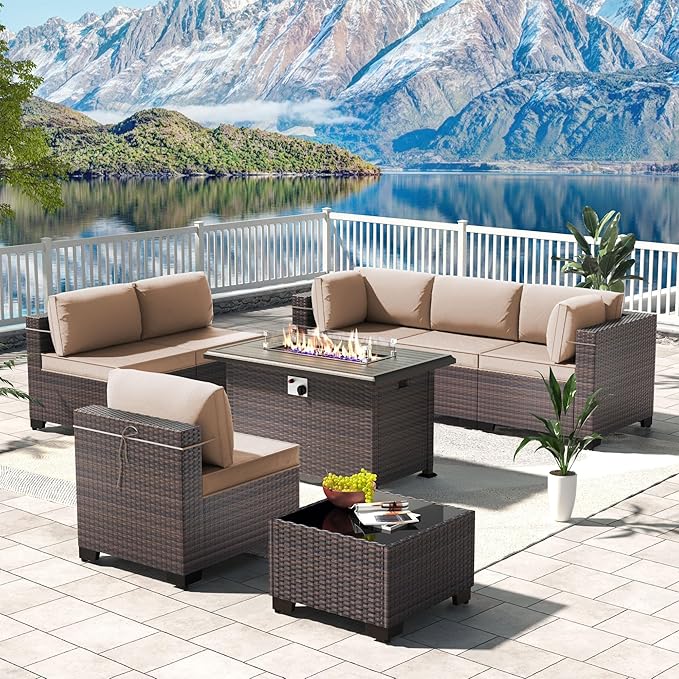 Kullavik 8 Pieces Outdoor Patio Furniture Set, Sectional Sofa Set by KULLAVIK