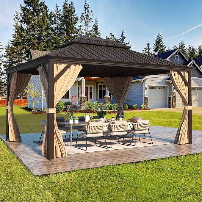 EROMMY 10' X 12' Permanent Hardtop Gazebo Aluminum Gazebos - Image 9