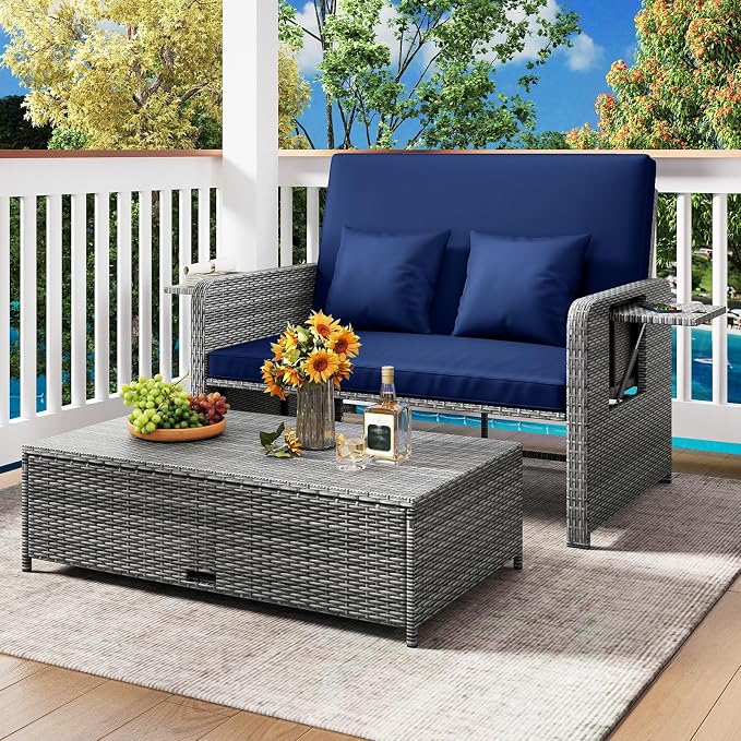 HAPPYGRILL Patio Rattan Wicker Daybed - Image 2