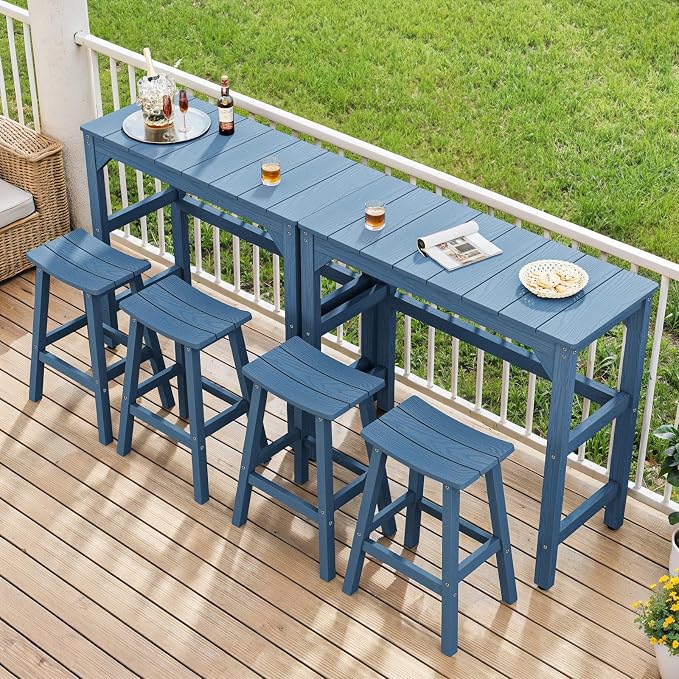 Weatherproof Bar Stools Set of 2, Saddle Seat, Bar Height Stools - Image 2