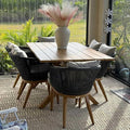 PURPLE LEAF 7 Pieces Patio Dining Set Wicker Outdoor Furniture Rectangular by PURPLELEAF