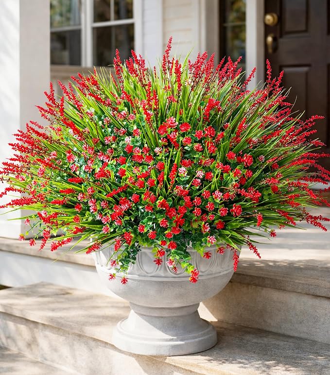 HyeFlora 20 Bundles Artificial Fake Outdoor Plants Flowers by HyeFloraartificialflowers