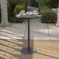 Outdoor 23-inch Round Wicker Bar Table Brown Modern Contemporary Iron Glossy by Unknown