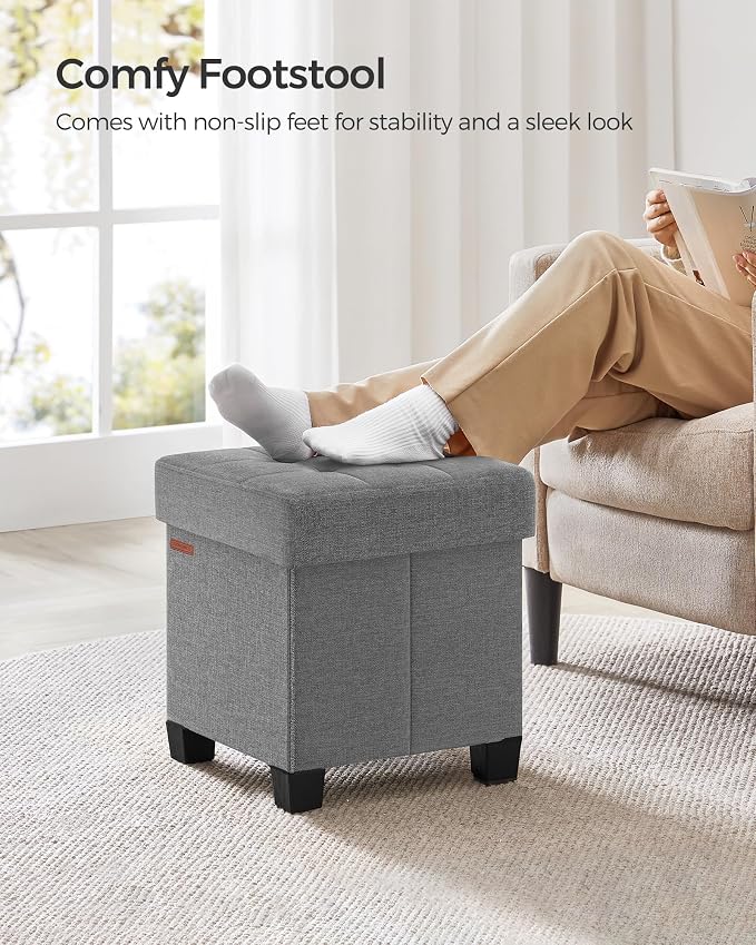 SONGMICS Storage Ottoman, Small Ottoman Foot Rest - Image 5