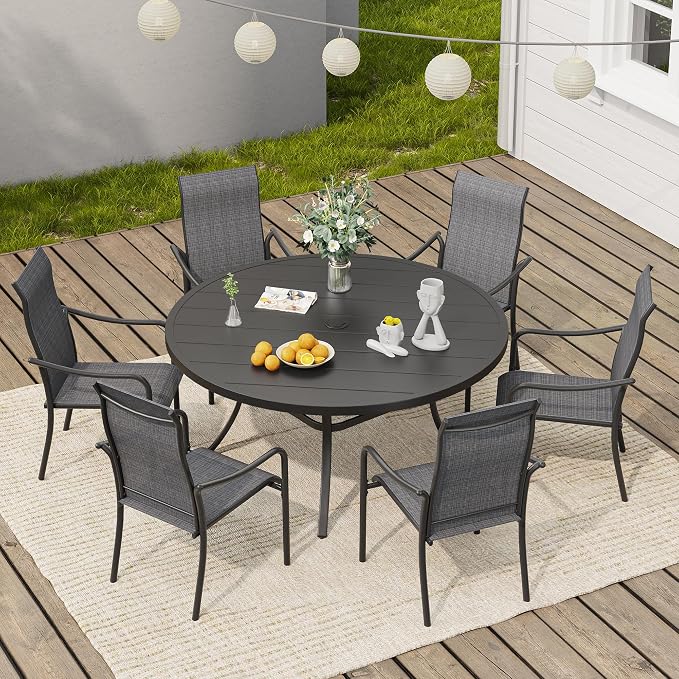 VICLLAX 47.2" Round Patio Table, Outdoor Dining Table - Image 7