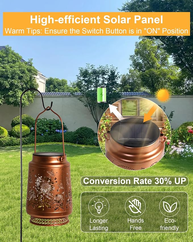 2 Pack Sunflower Solar Lanterns Outdoor Waterproof, Garden Decor Birthday Gifts - Image 7
