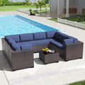 Kullavik 9 Pieces Outdoor Patio Furniture Set PE Wicker Rattan Sectional Sofa by KULLAVIK